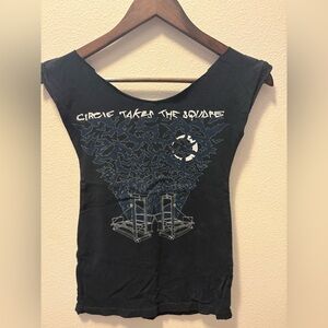 Black Circle Takes the Square Band Women's Top DIY Screamo Mathcore